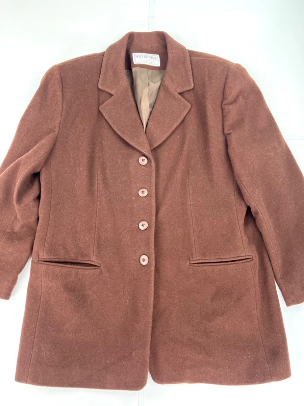 Vintage Holt Renfrew Wool Cashmere Women's Blazer Jacket V14 US 12 Brown Autumn